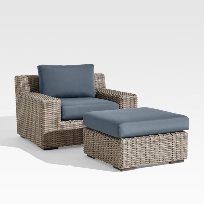 Abaco Resin Wicker Outdoor Lounge Chair with Cast Harbor Sunbrella ® Cushions