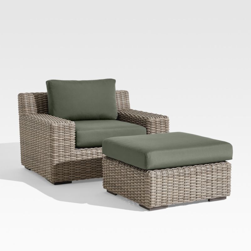 Abaco Resin Wicker Outdoor Lounge Chair with Cast Sage Sunbrella ® Cushions