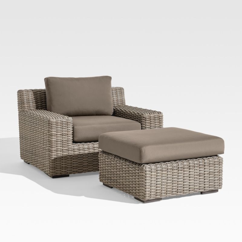 Abaco Resin Wicker Outdoor Lounge Chair with Cast Shale Sunbrella ® Cushions