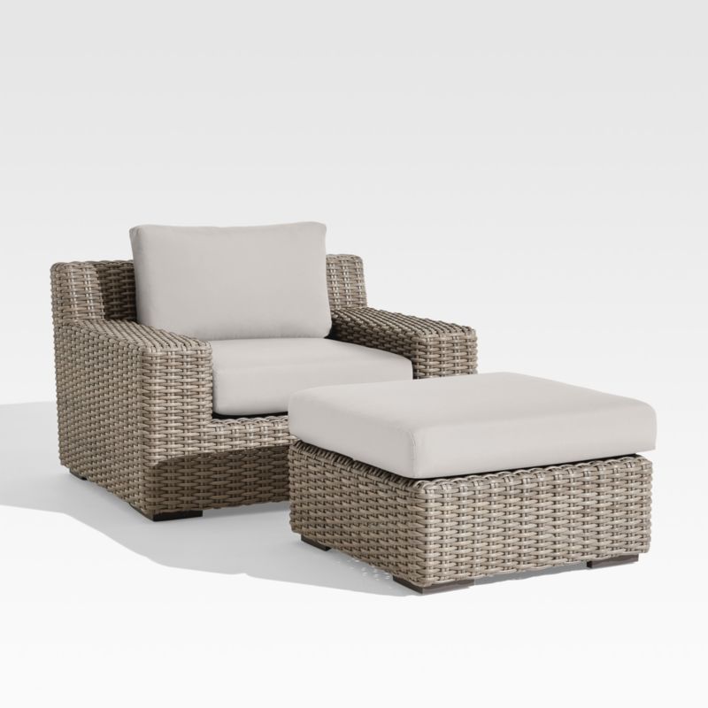 Abaco Resin Wicker Outdoor Lounge Chair with Cast Silver Sunbrella ® Cushions