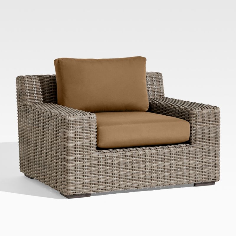 Viewing product image Abaco Resin Wicker Outdoor Lounge Chair with Cast Teak Sunbrella ® Cushions - image 1 of 14