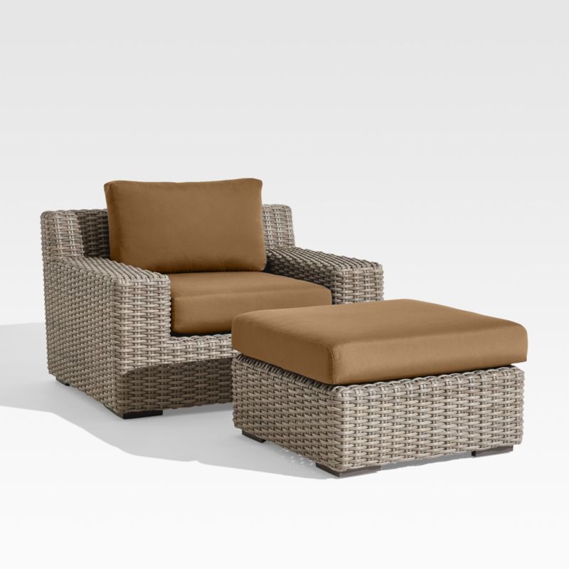 Abaco Resin Wicker Outdoor Lounge Chair with Cast Teak Sunbrella ® Cushions