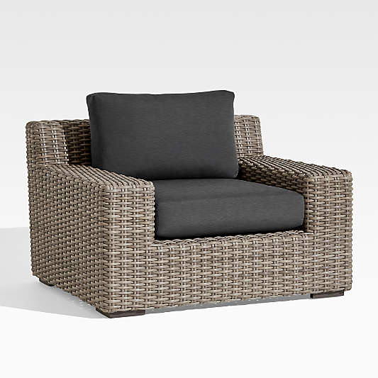 Abaco Resin Wicker Outdoor Lounge Chair with Soot Grey Sunbrella ® Cushion