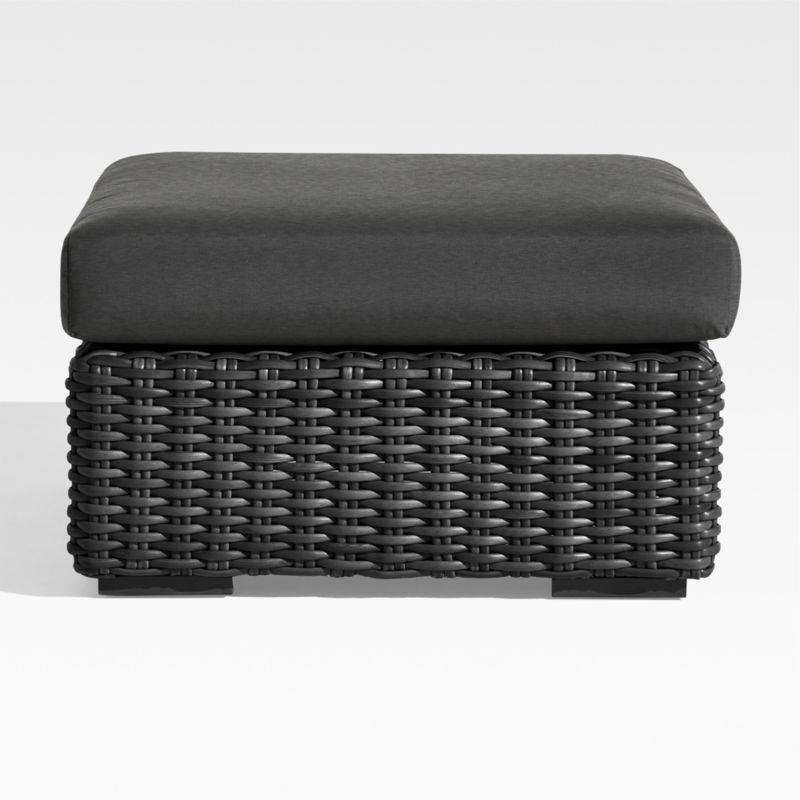 Abaco Resin Wicker Charcoal Grey Outdoor Ottoman with Charcoal ...