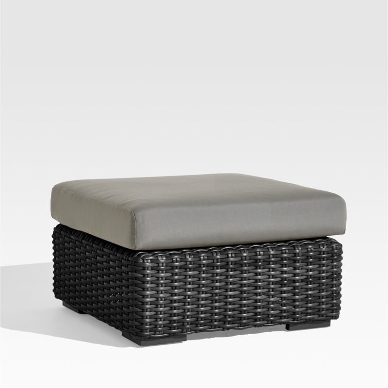 Abaco Resin Wicker Charcoal Grey Outdoor Ottoman with Graphite Sunbrella ® Cushion - image 3 of 6