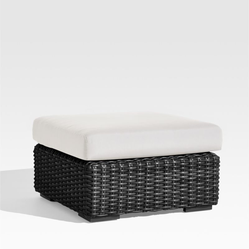 Abaco Resin Wicker Charcoal Grey Outdoor Ottoman with White Sand Sunbrella ® Cushion - image 2 of 5