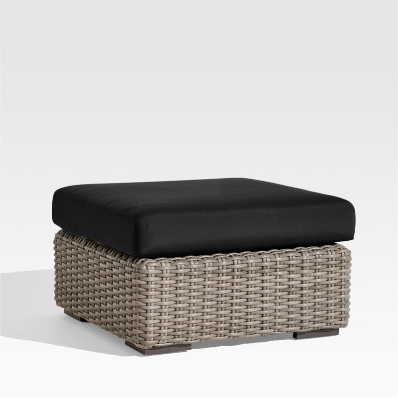 Abaco Resin Wicker Outdoor Ottoman with Canvas Black Sunbrella ® Cushion