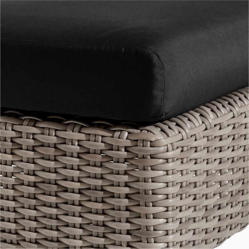 Abaco Resin Wicker Outdoor Ottoman with Canvas Black Sunbrella ® Cushion