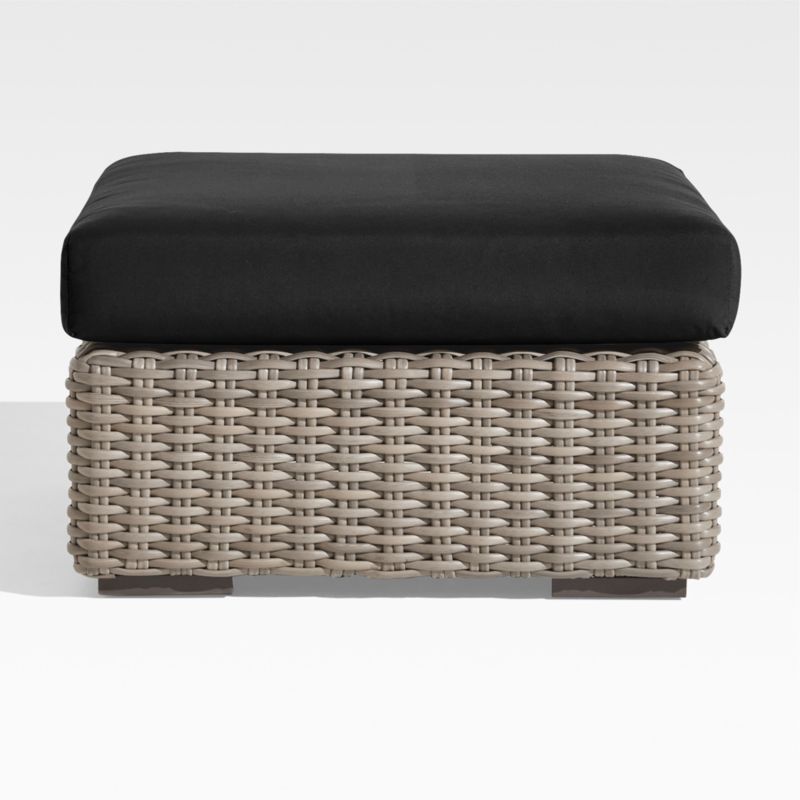 Viewing product image Abaco Resin Wicker Outdoor Ottoman with Canvas Black Sunbrella ® Cushion - image 1 of 6