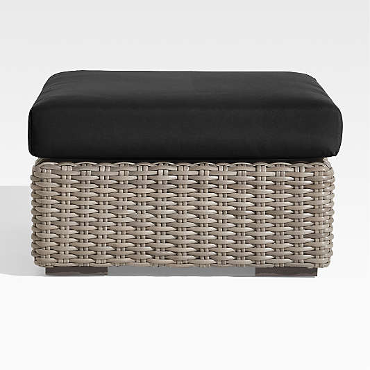 Abaco All-Weather Wicker Outdoor Ottoman with Canvas Black Sunbrella ® Cushion