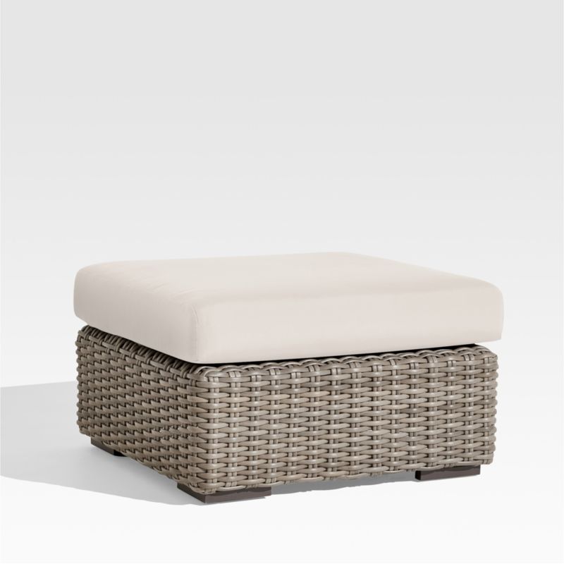 Abaco Resin Wicker Outdoor Ottoman with Canvas Canvas Sunbrella ® Cushion