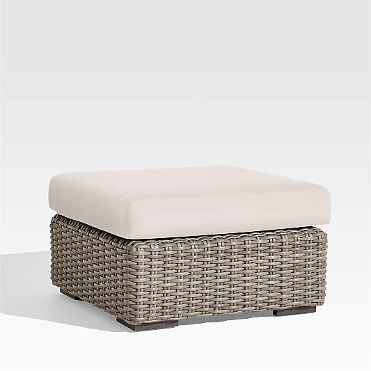 Abaco Resin Wicker Outdoor Ottoman with Canvas Canvas Sunbrella ® Cushion