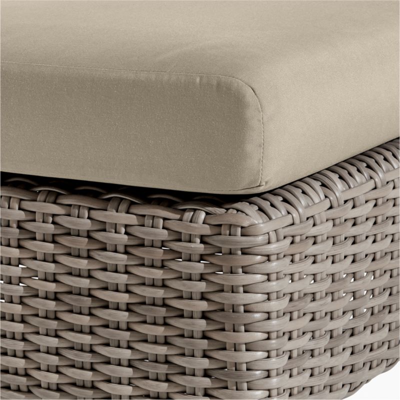 Abaco Resin Wicker Outdoor Ottoman with Canvas Flax Sunbrella ® Cushion