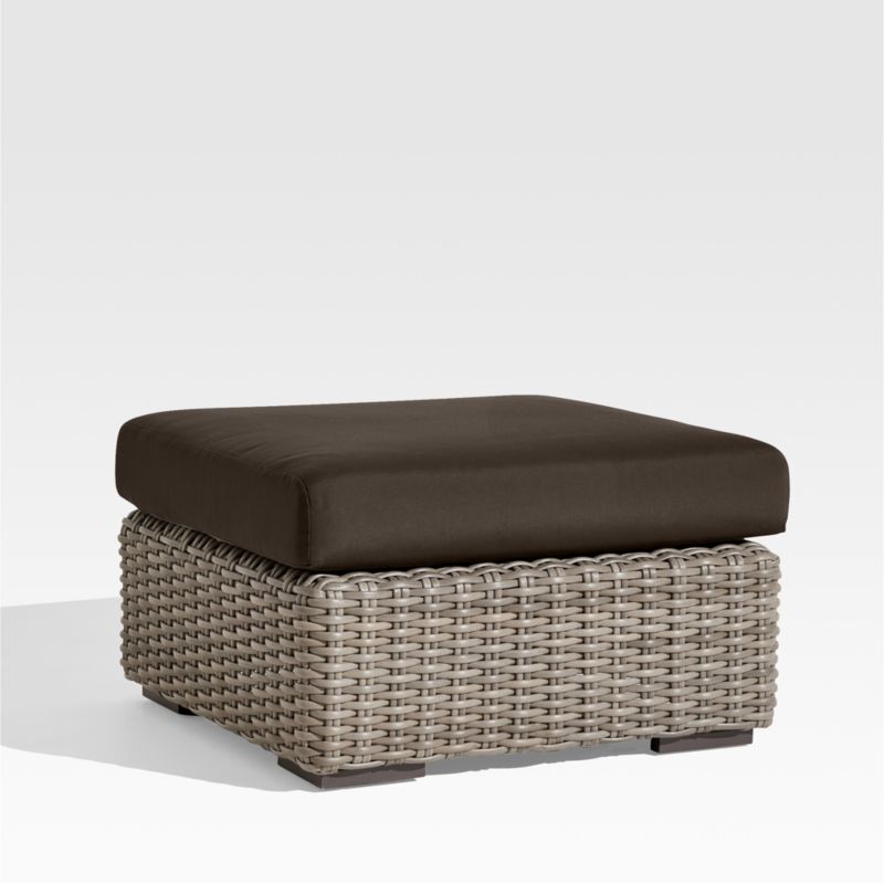 Abaco Resin Wicker Outdoor Ottoman with Canvas Java Sunbrella ® Cushion