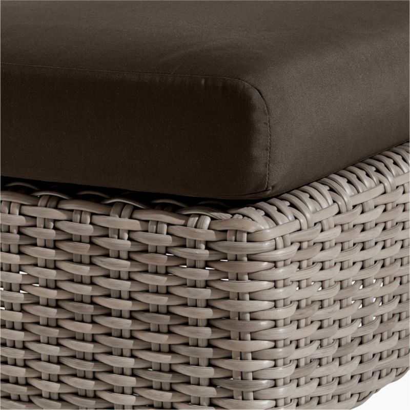 Abaco Resin Wicker Outdoor Ottoman with Canvas Java Sunbrella ® Cushion