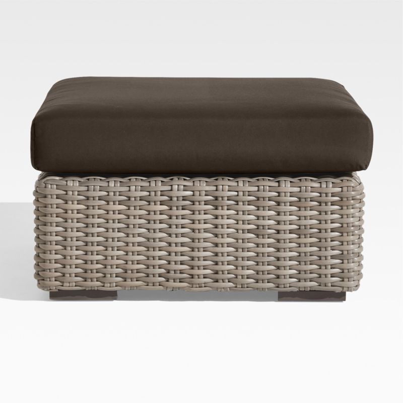 Viewing product image Abaco Resin Wicker Outdoor Ottoman with Canvas Java Sunbrella ® Cushion - image 1 of 6