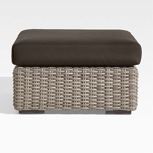 Abaco Resin Wicker Outdoor Ottoman with Canvas Java Sunbrella ® Cushion