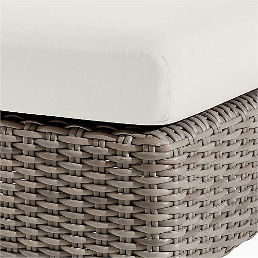 Abaco All-Weather Wicker Outdoor Ottoman with Canvas Natural Sunbrella ® Cushion