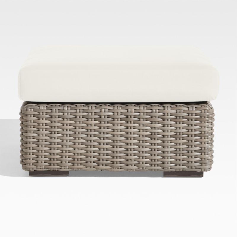 Viewing product image Abaco Resin Wicker Outdoor Ottoman with Canvas Natural Sunbrella ® Cushion - image 1 of 5