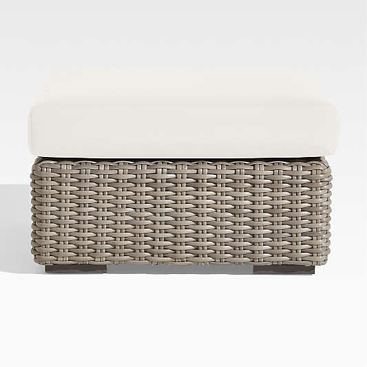 Abaco Resin Wicker Outdoor Ottoman with Canvas Natural Sunbrella ® Cushion