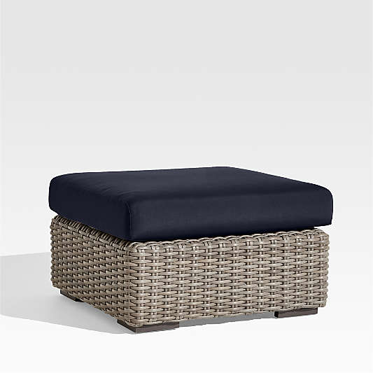 Abaco Resin Wicker Outdoor Ottoman with Canvas Navy Sunbrella ® Cushion