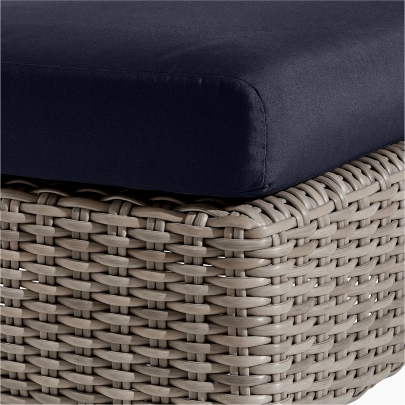 Abaco Resin Wicker Outdoor Ottoman with Canvas Navy Sunbrella ® Cushion