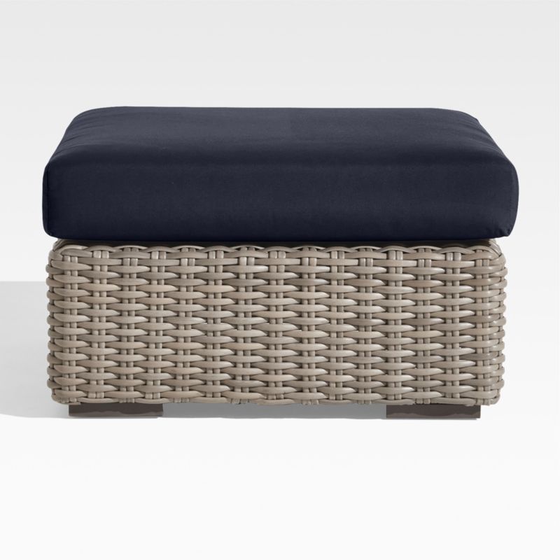 Viewing product image Abaco Resin Wicker Outdoor Ottoman with Canvas Navy Sunbrella ® Cushion - image 1 of 6