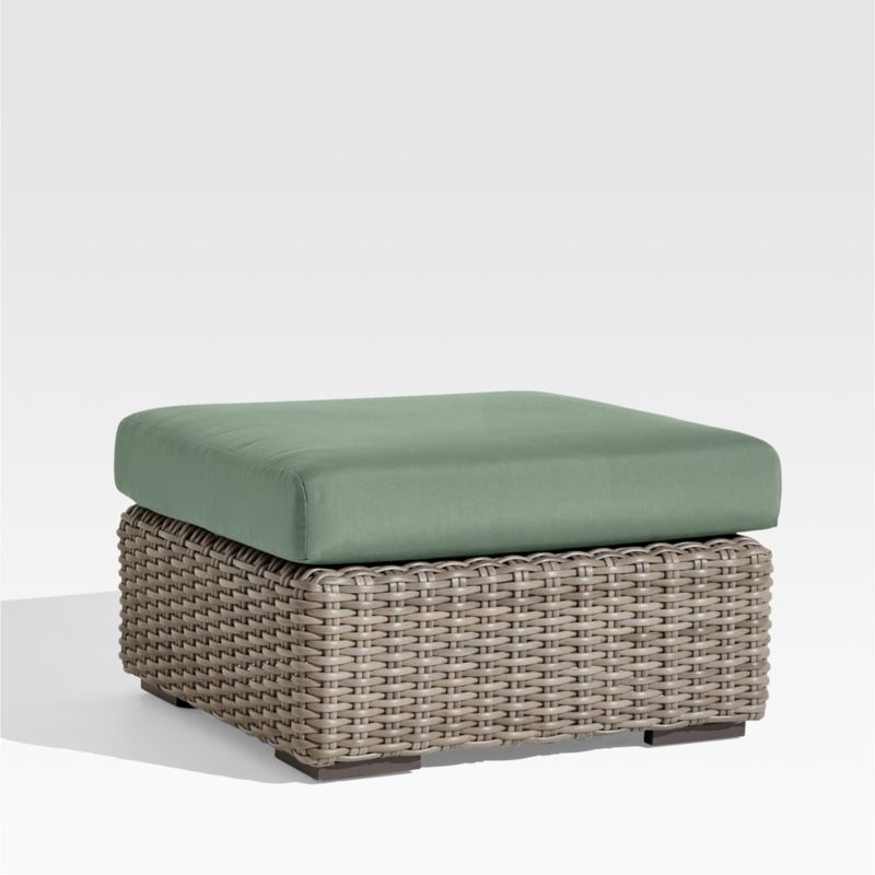 Abaco Resin Wicker Outdoor Ottoman with Canvas Spa Sunbrella ® Cushion