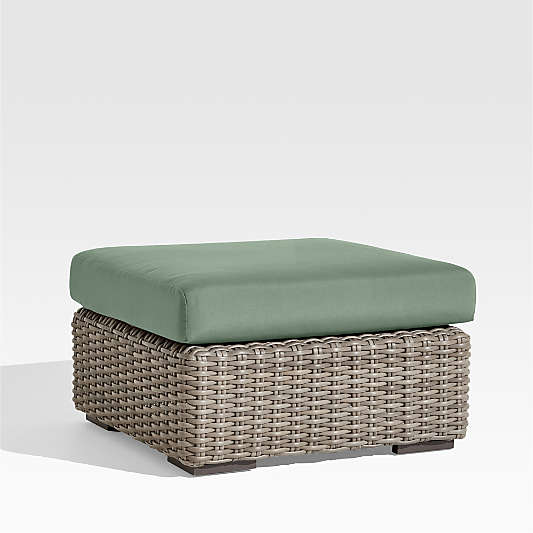 Abaco Resin Wicker Outdoor Ottoman with Canvas Spa Sunbrella ® Cushion