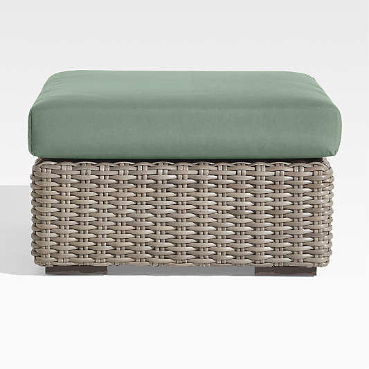 Abaco Resin Wicker Outdoor Ottoman with Canvas Spa Sunbrella ยฎ Cushion