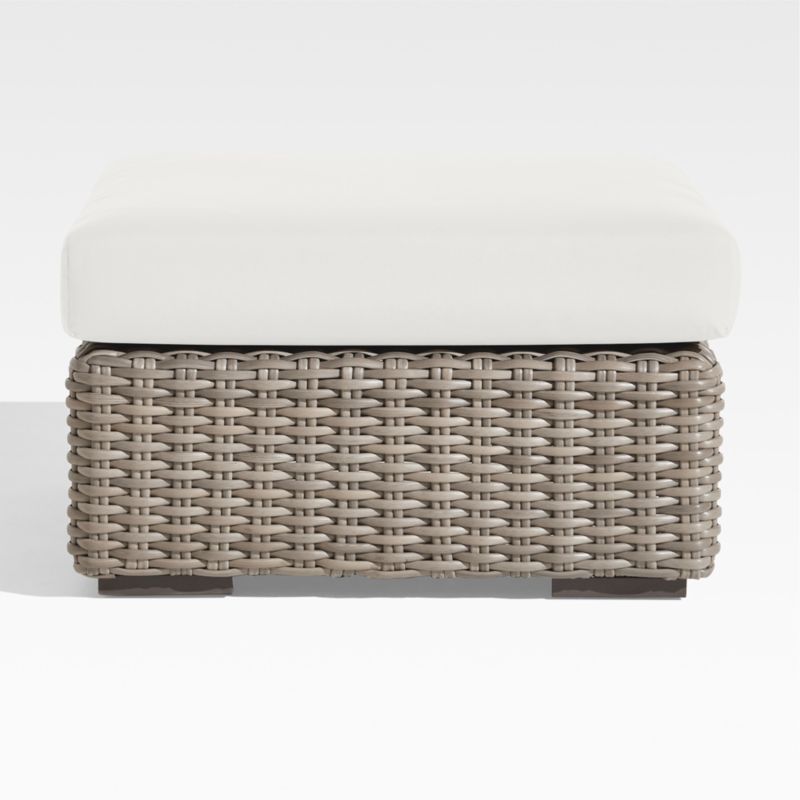 Viewing product image Abaco Resin Wicker Outdoor Ottoman with Canvas White Sunbrella ® Cushion - image 1 of 6