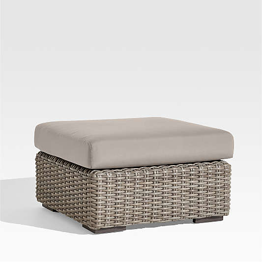 Abaco Resin Wicker Outdoor Ottoman with Cast Ash Sunbrella ® Cushion
