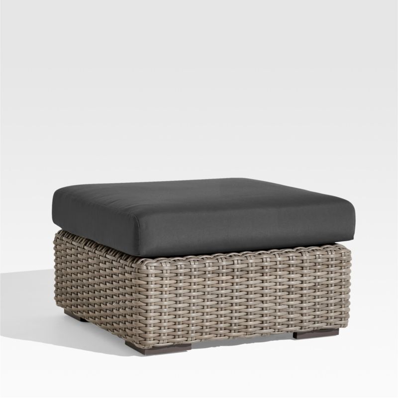 Abaco Resin Wicker Outdoor Ottoman with Cast Charcoal Sunbrella ® Cushion