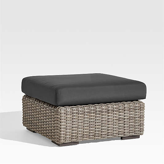 Abaco Resin Wicker Outdoor Ottoman with Cast Charcoal Sunbrella ® Cushion