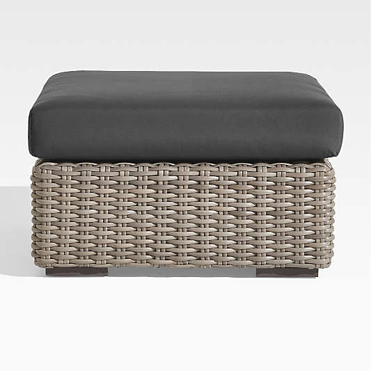 Abaco Resin Wicker Outdoor Ottoman with Cast Charcoal Sunbrella ® Cushion