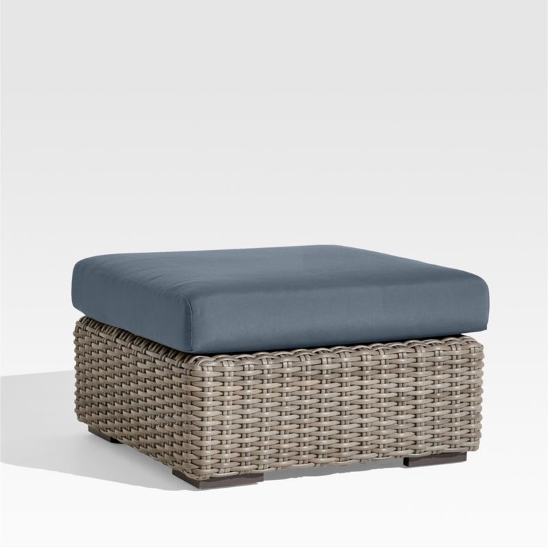 Abaco Resin Wicker Outdoor Ottoman with Cast Harbor Sunbrella ® Cushion
