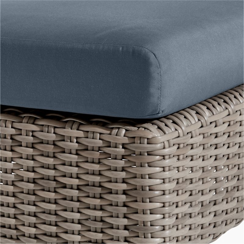 Abaco Resin Wicker Outdoor Ottoman with Cast Harbor Sunbrella ® Cushion