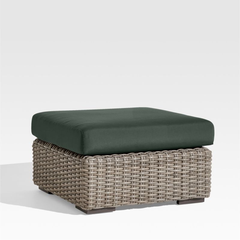 Abaco Resin Wicker Outdoor Ottoman with Cast Ivy Sunbrella ® Cushion