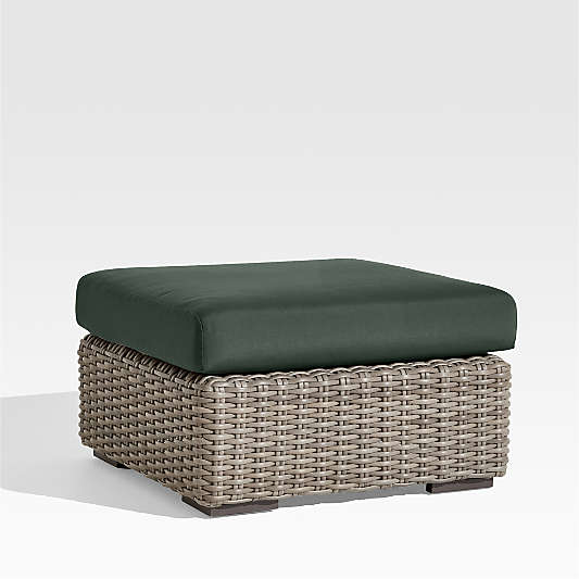 Abaco Resin Wicker Outdoor Ottoman with Cast Ivy Sunbrella ® Cushion