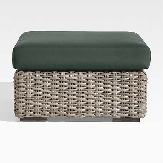 Abaco Resin Wicker Outdoor Ottoman with Cast Ivy Sunbrella ® Cushion