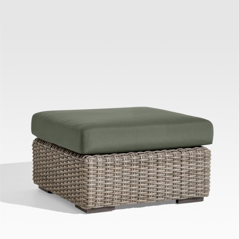 Abaco Resin Wicker Outdoor Ottoman with Cast Sage Sunbrella ® Cushion