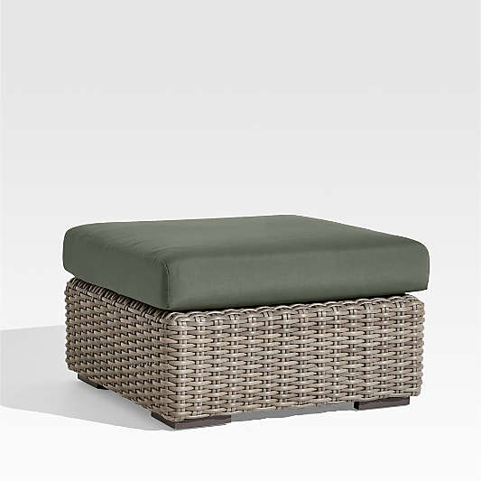 Abaco Resin Wicker Outdoor Ottoman with Cast Sage Sunbrella ® Cushion