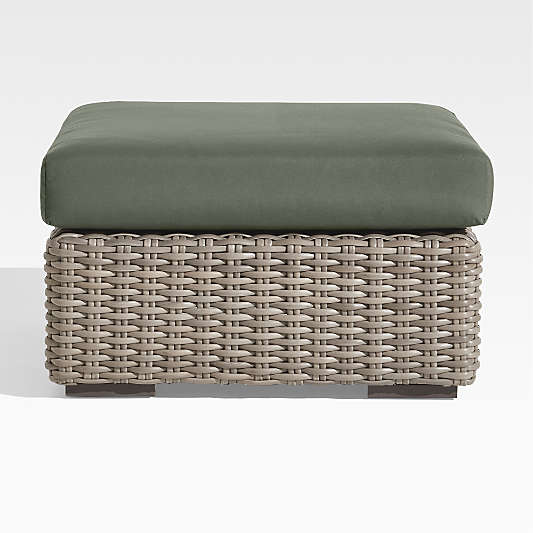 Abaco All-Weather Wicker Outdoor Ottoman with Cast Sage Sunbrella ® Cushion