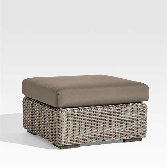 Abaco Resin Wicker Outdoor Ottoman with Cast Shale Sunbrella ® Cushion