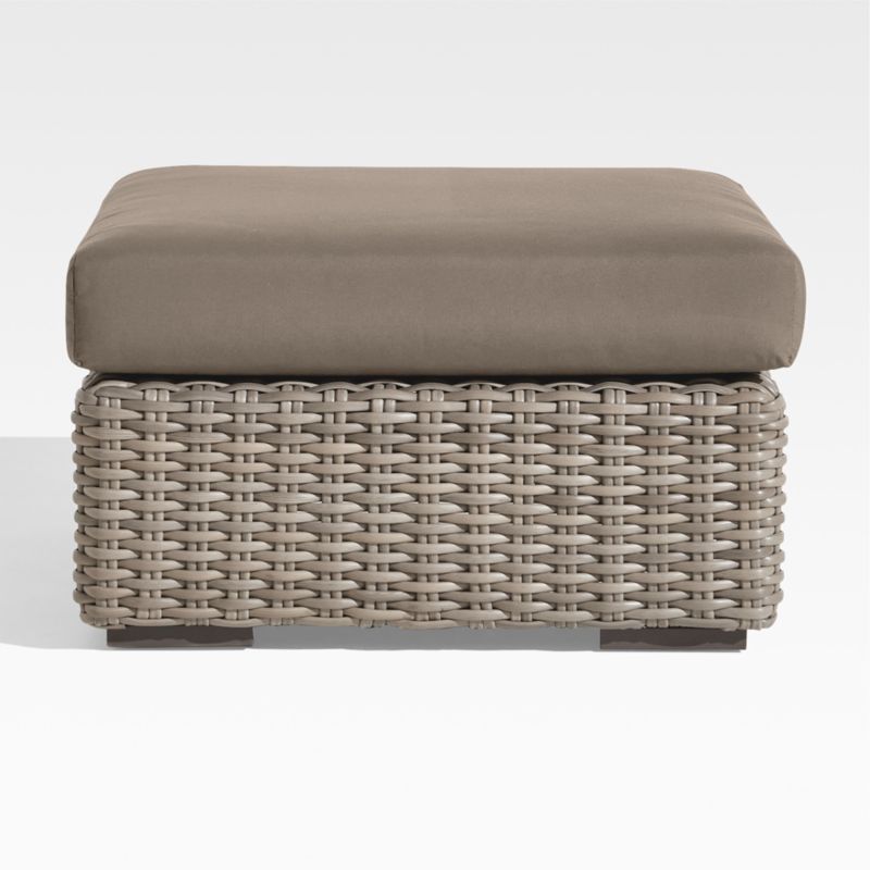 Viewing product image Abaco Resin Wicker Outdoor Ottoman with Cast Shale Sunbrella ® Cushion - image 1 of 6