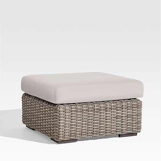 Abaco Resin Wicker Outdoor Ottoman with Cast Silver Sunbrella ® Cushion