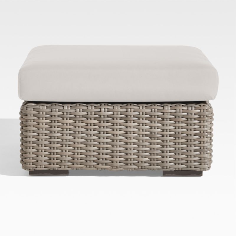 Viewing product image Abaco Resin Wicker Outdoor Ottoman with Cast Silver Sunbrella ® Cushion - image 1 of 6
