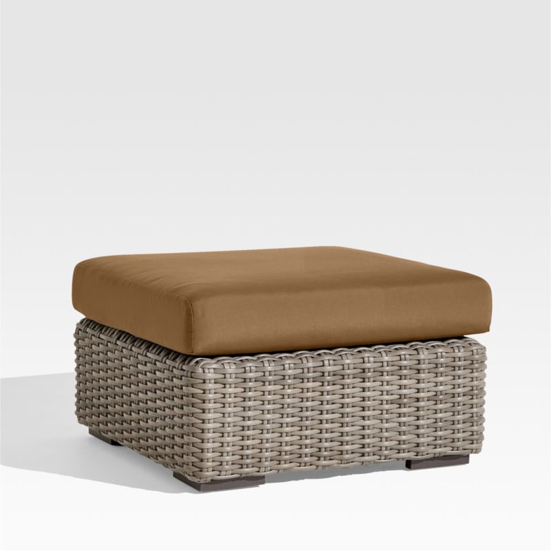 Abaco Resin Wicker Outdoor Ottoman with Cast Teak Sunbrella ® Cushion