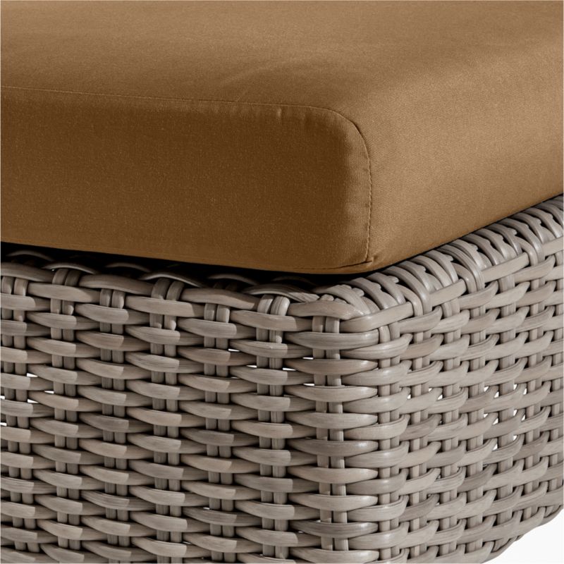 Abaco Resin Wicker Outdoor Ottoman with Cast Teak Sunbrella ® Cushion