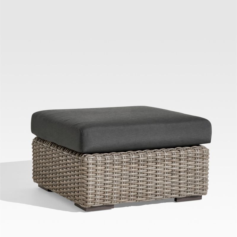 Abaco Resin Wicker Outdoor Ottoman with Charcoal Sunbrella ® Cushion